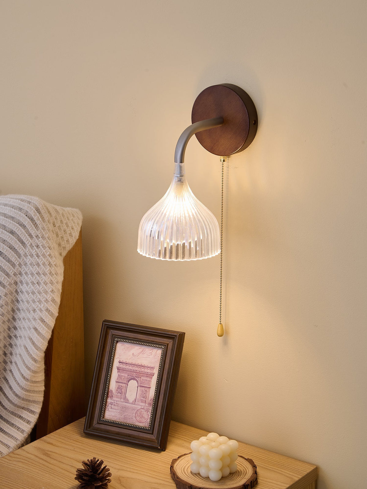Cimararae Elegance Classic Holz-Wandleuchte