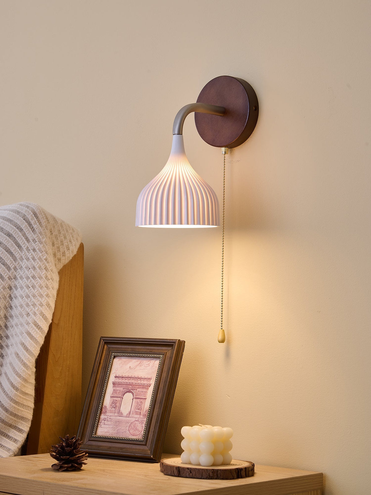 Cimararae Elegance Classic Holz-Wandleuchte
