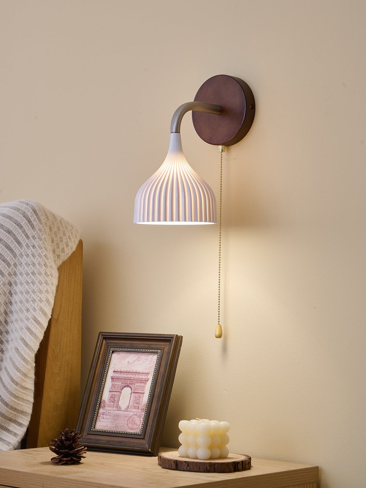Cimararae Elegance Classic Holz-Wandleuchte