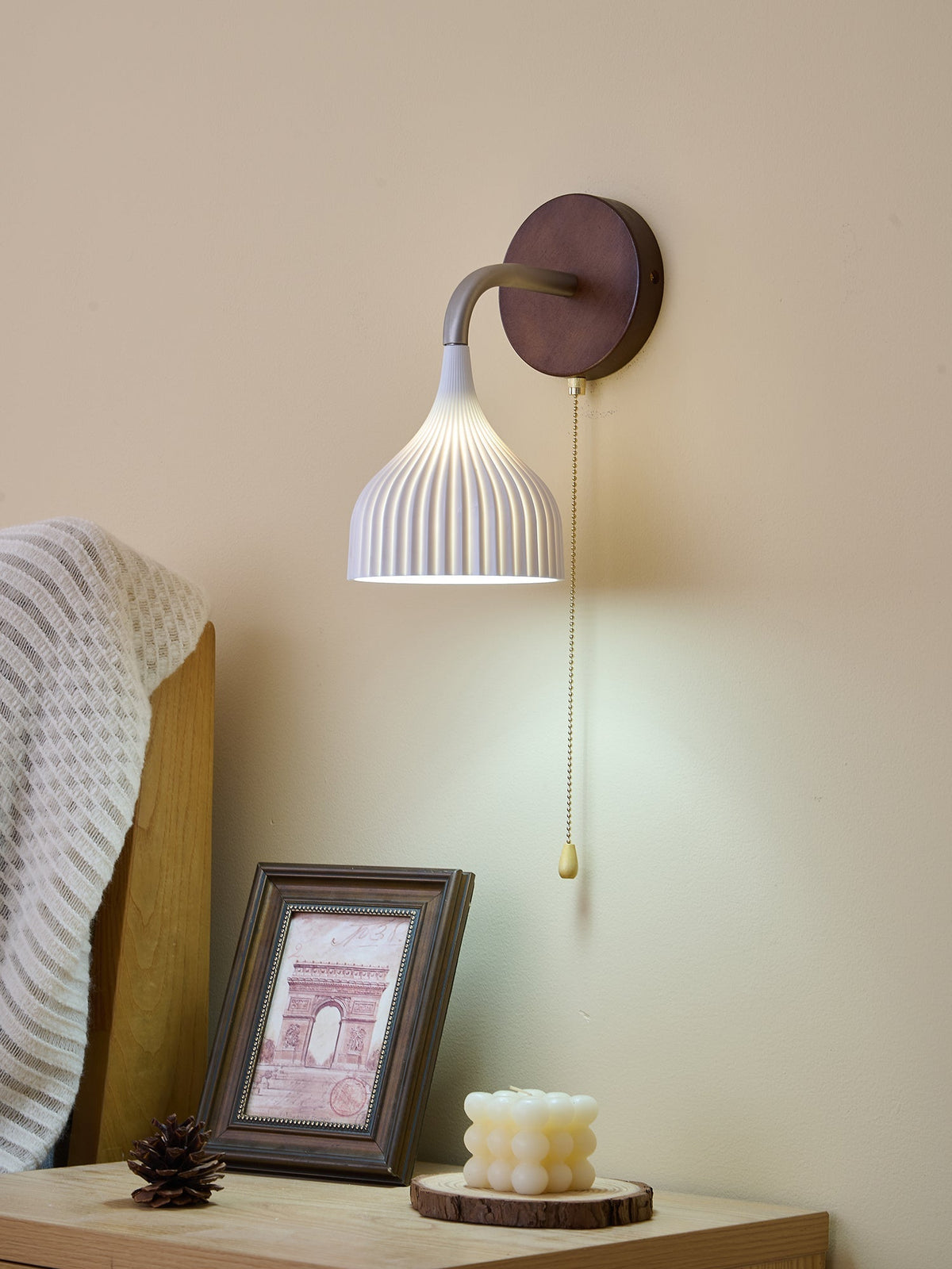 Cimararae Elegance Classic Holz-Wandleuchte