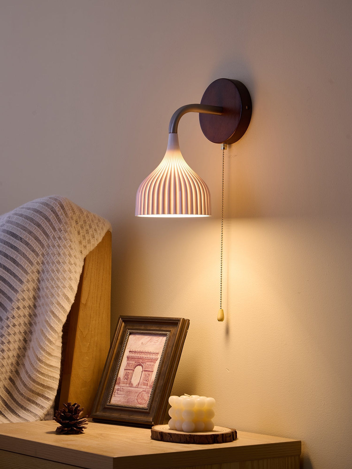 Cimararae Elegance Classic Holz-Wandleuchte