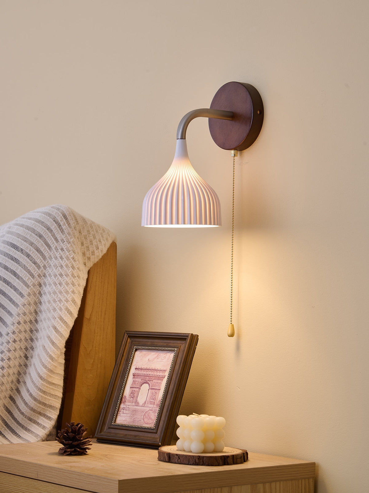 Cimararae Elegance Classic Holz-Wandleuchte
