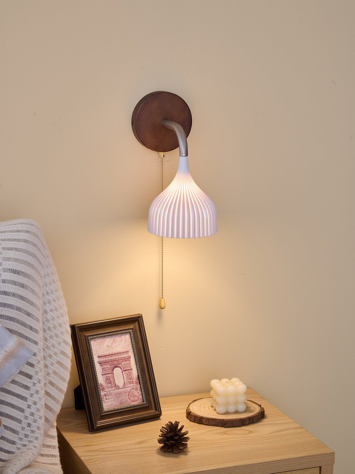 Cimararae Elegance Classic Holz-Wandleuchte