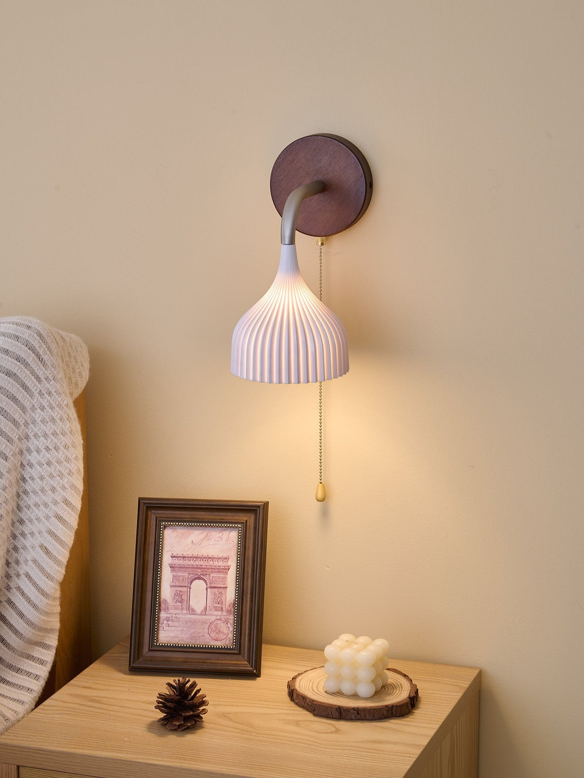 Cimararae Elegance Classic Holz-Wandleuchte