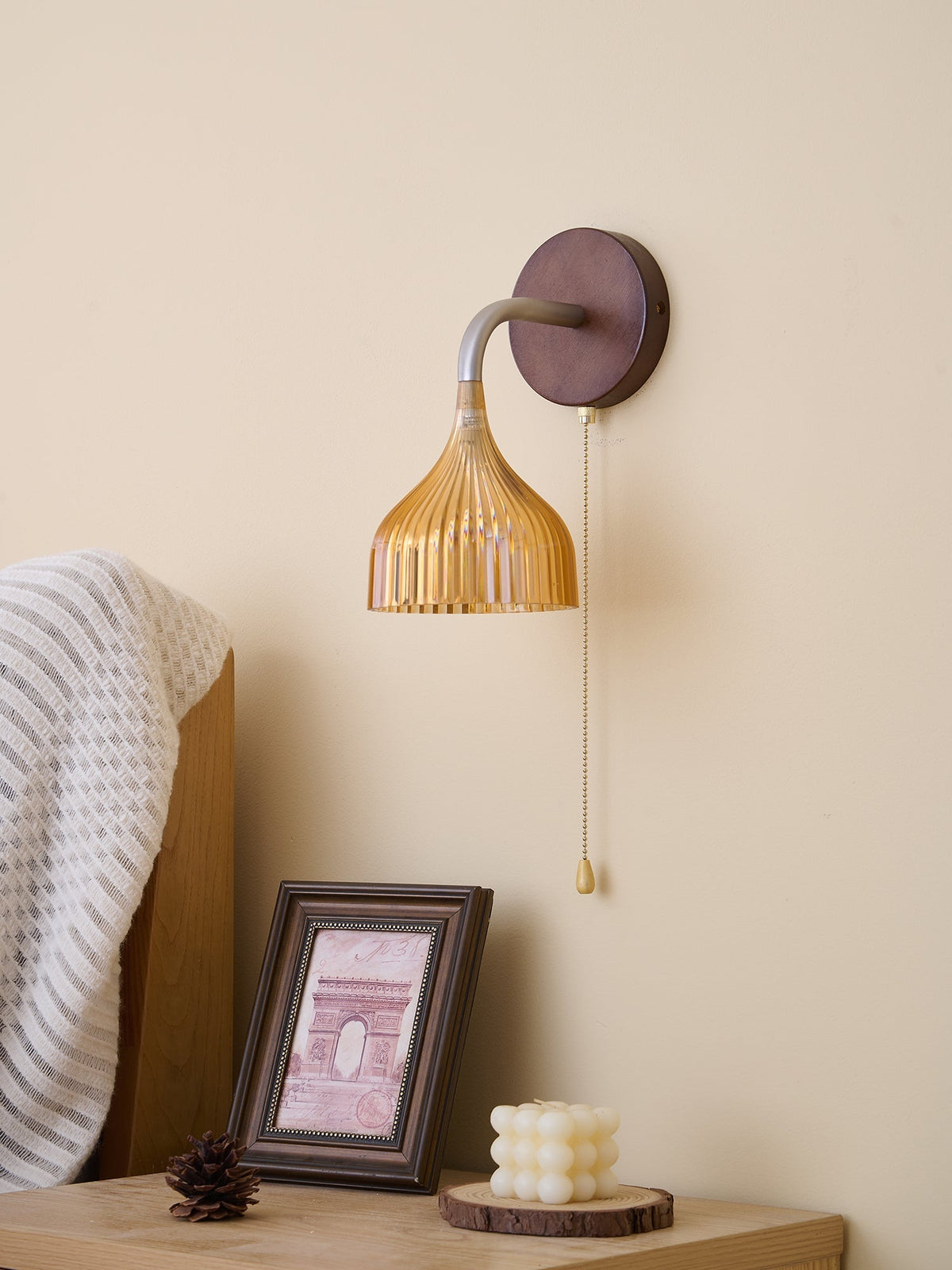 Cimararae Elegance Classic Holz-Wandleuchte