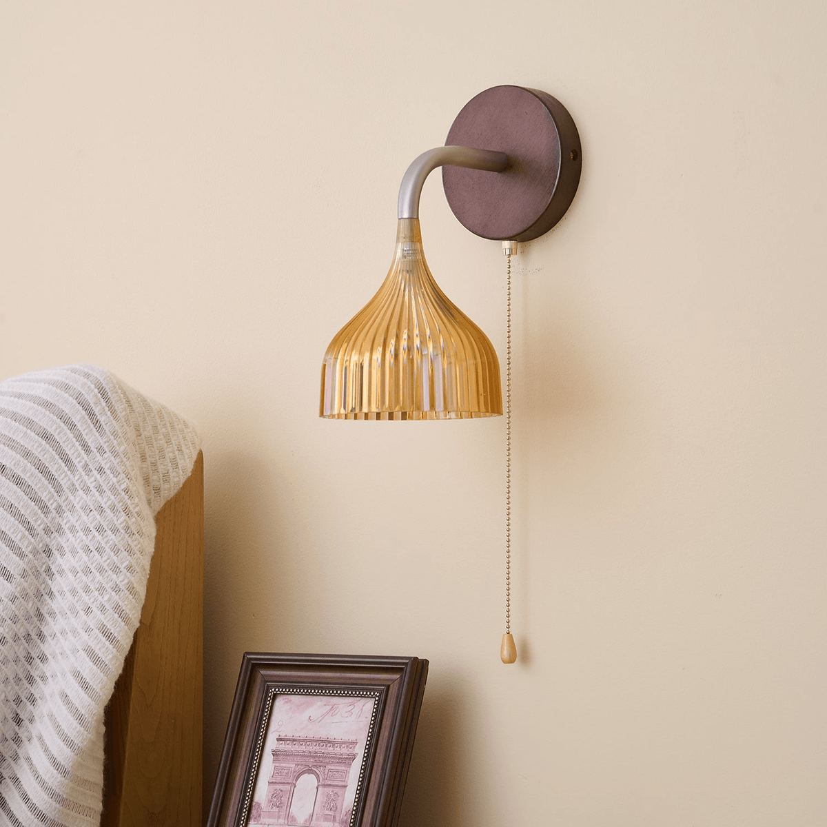 Cimararae Elegance Classic Holz-Wandleuchte