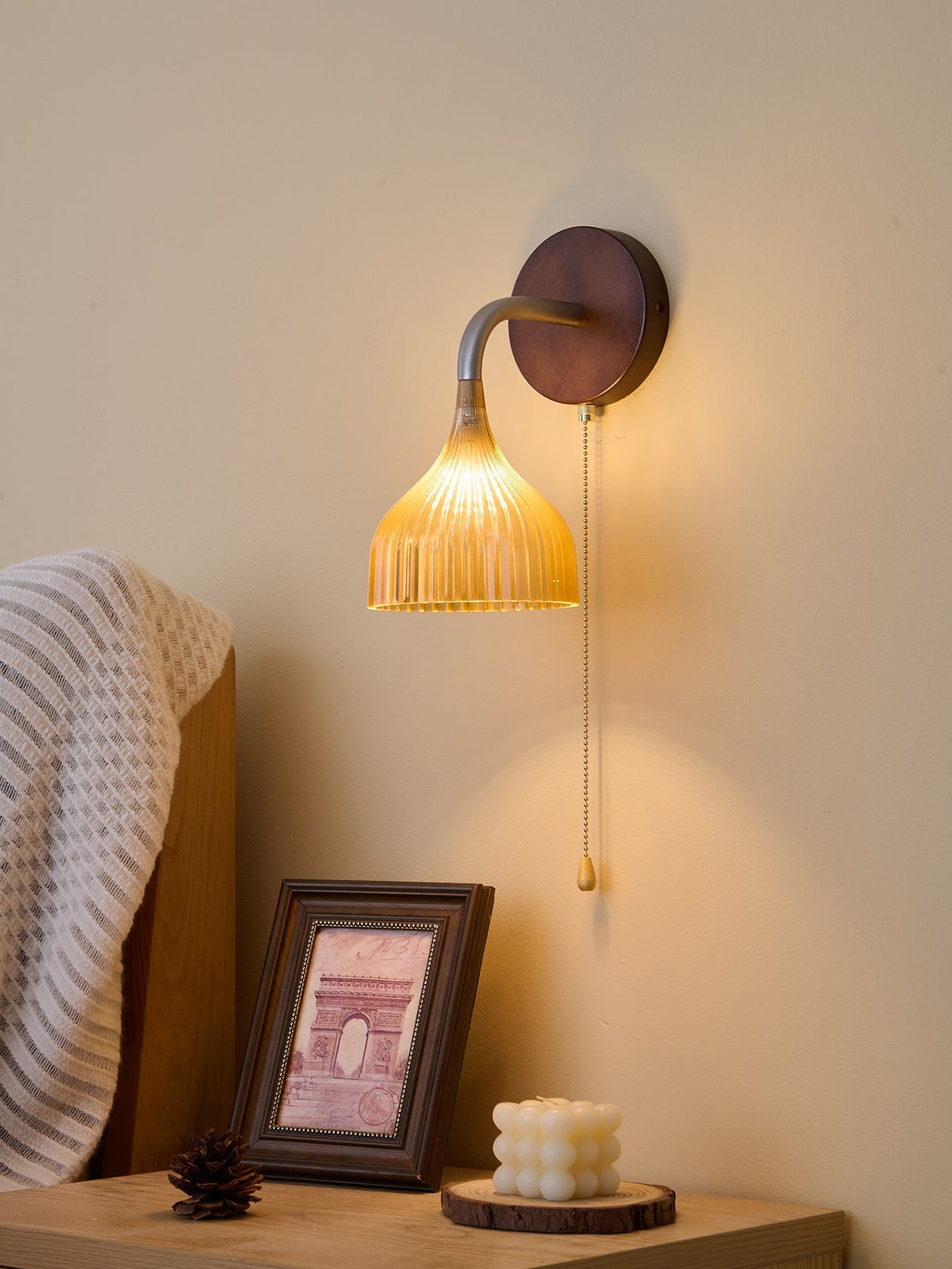 Cimararae Elegance Classic Holz-Wandleuchte