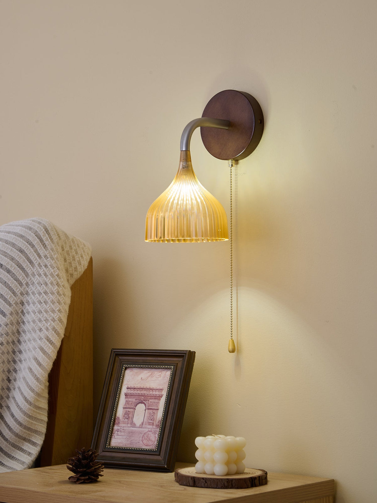 Cimararae Elegance Classic Holz-Wandleuchte