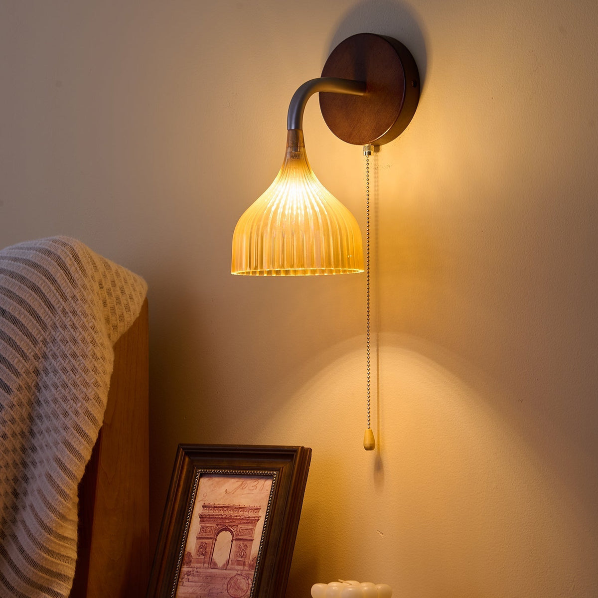 Cimararae Elegance Classic Holz-Wandleuchte