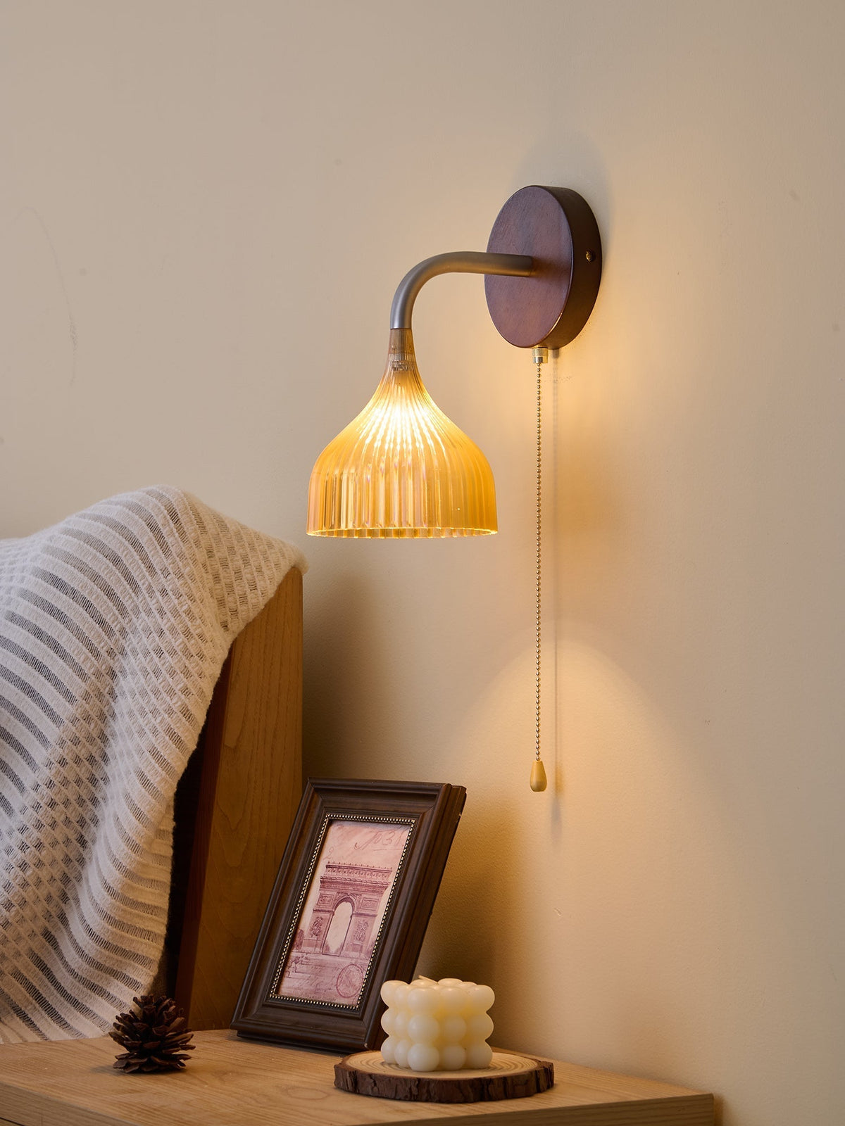 Cimararae Elegance Classic Holz-Wandleuchte