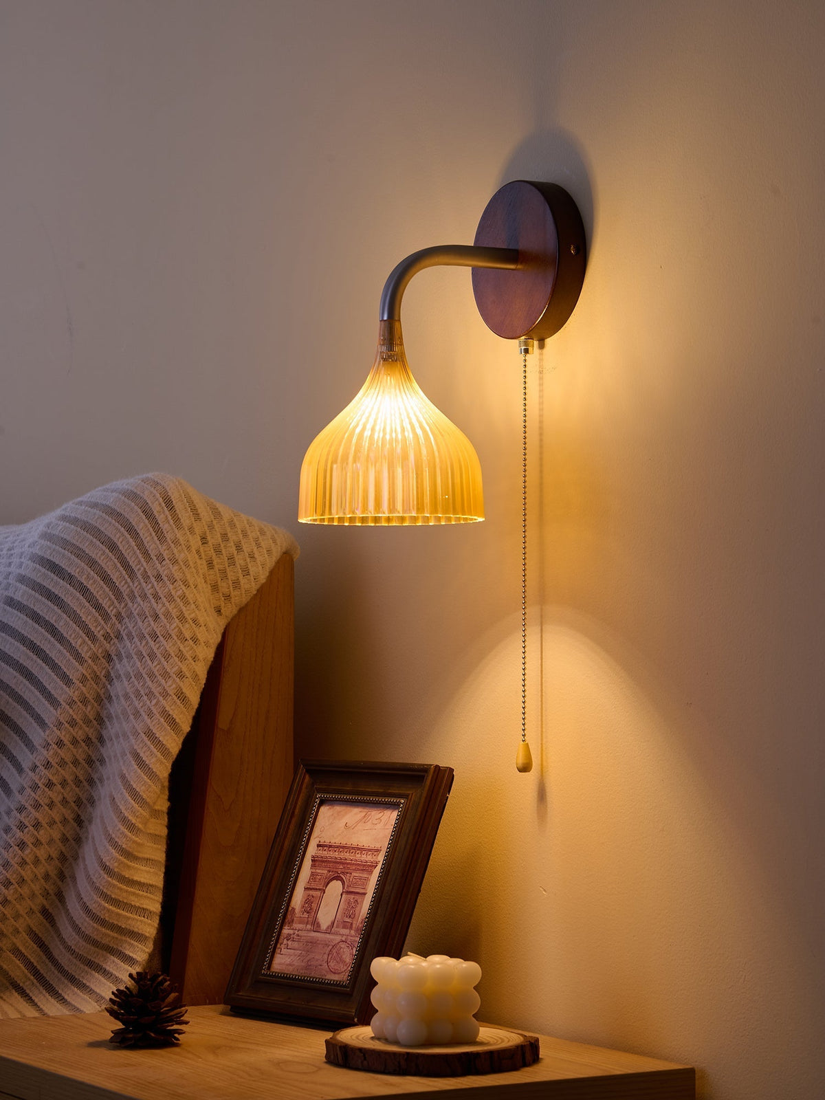 Cimararae Elegance Classic Holz-Wandleuchte