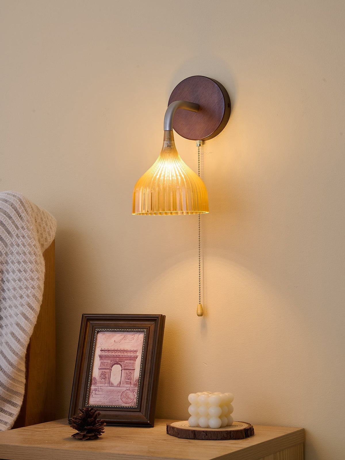Cimararae Elegance Classic Holz-Wandleuchte