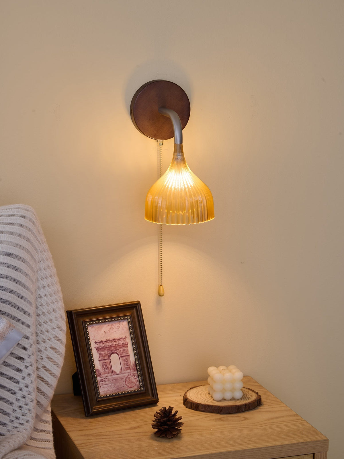 Cimararae Elegance Classic Holz-Wandleuchte