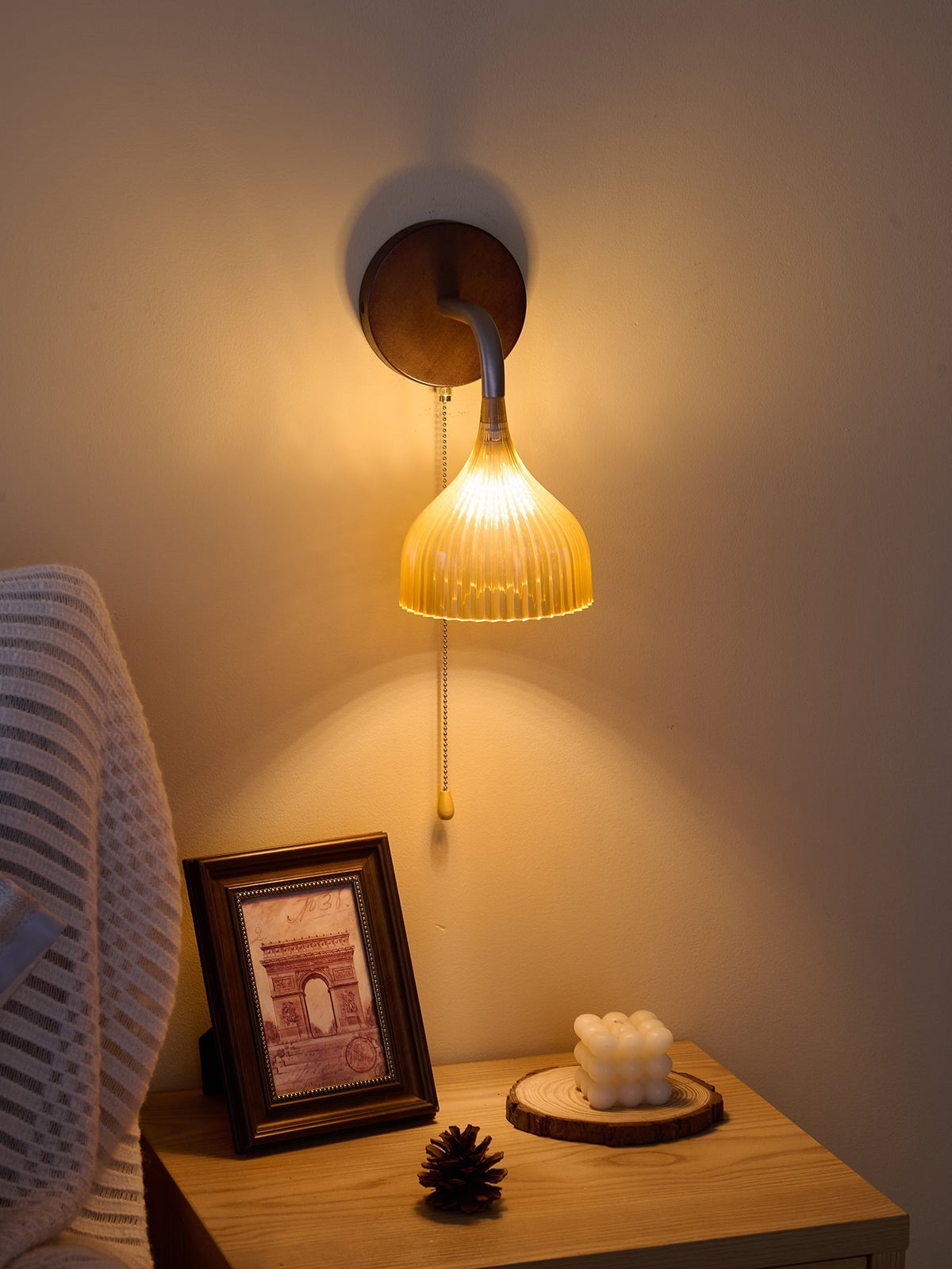 Cimararae Elegance Classic Holz-Wandleuchte