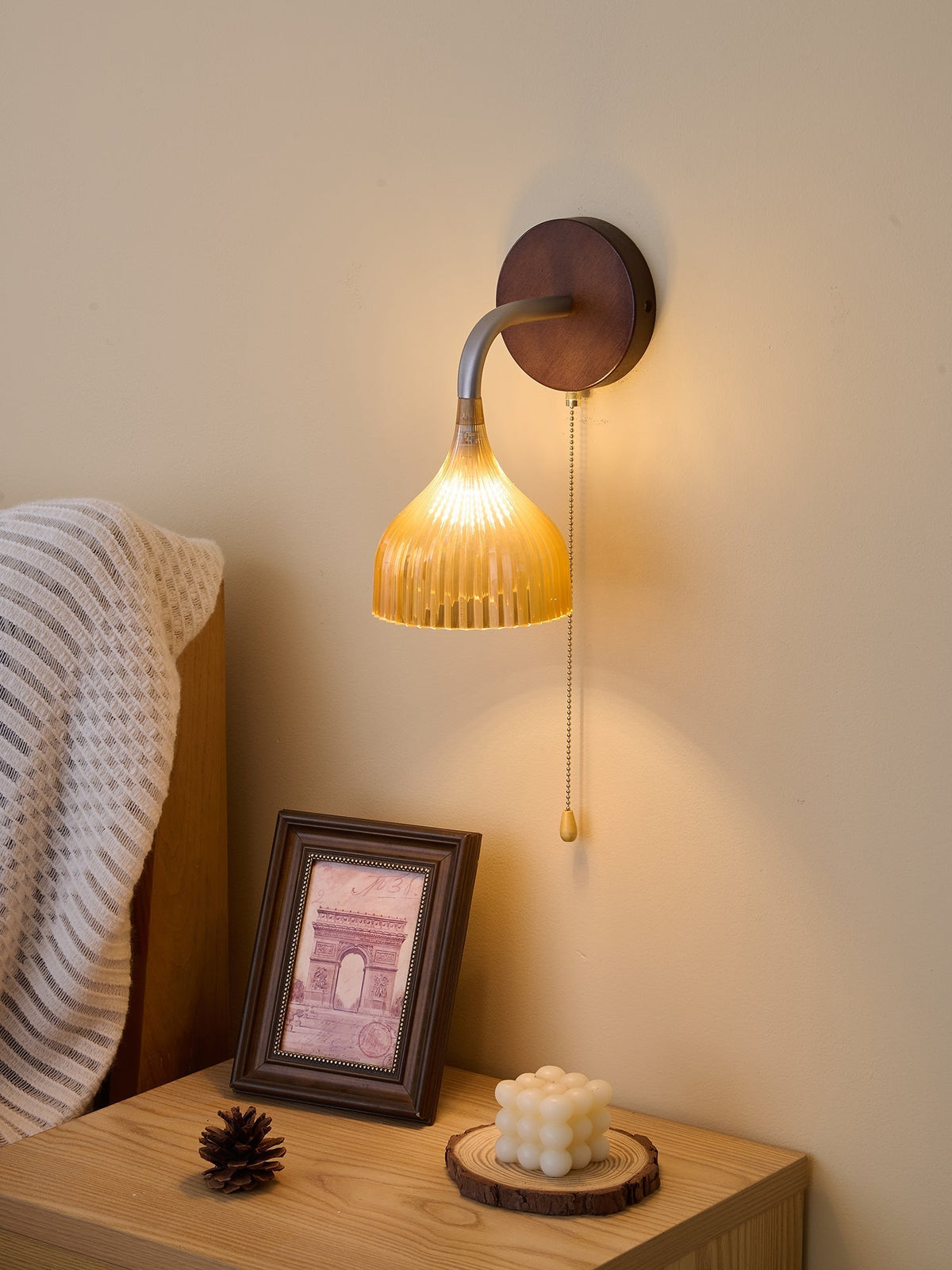 Cimararae Elegance Classic Holz-Wandleuchte
