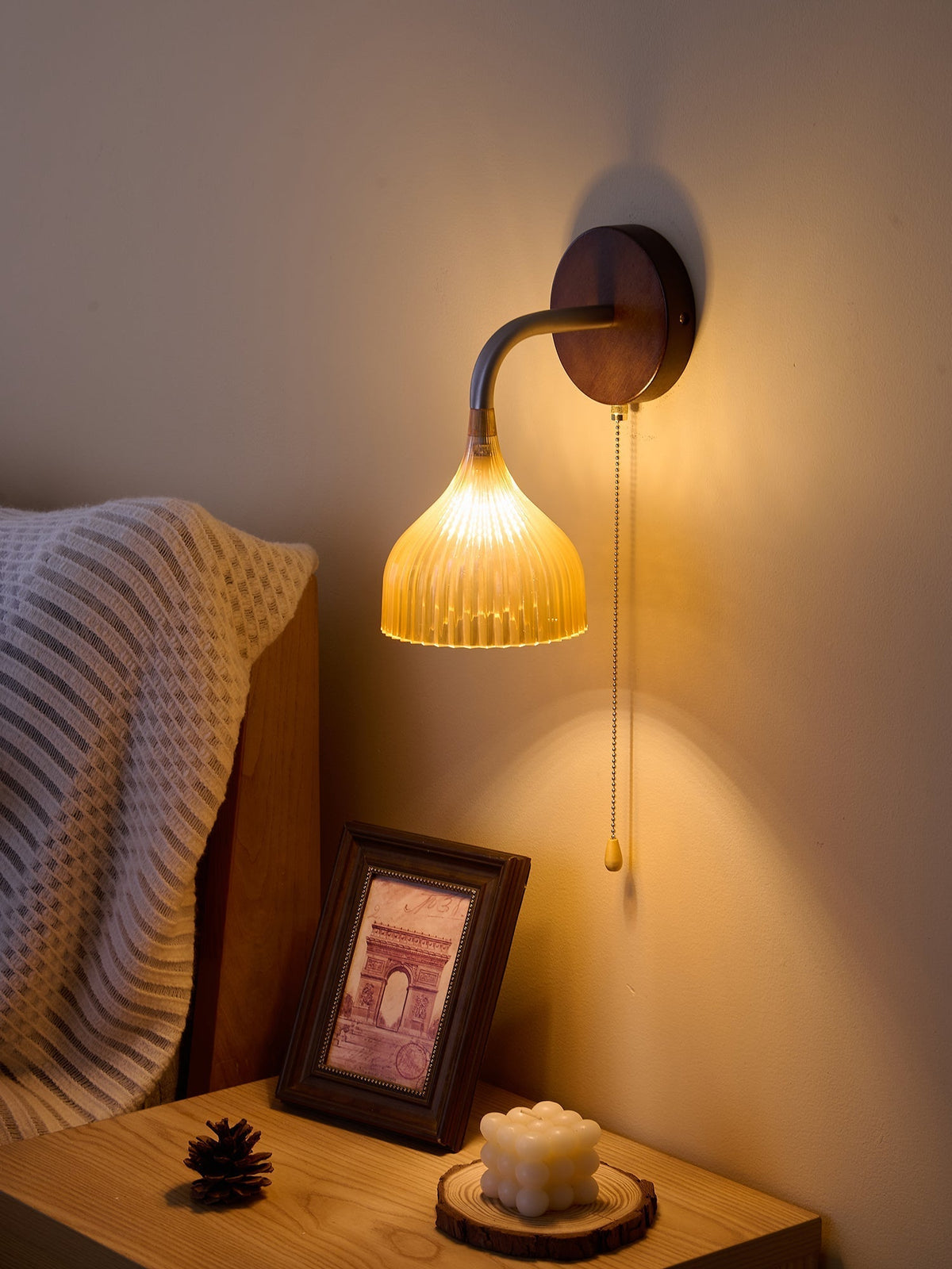 Cimararae Elegance Classic Holz-Wandleuchte