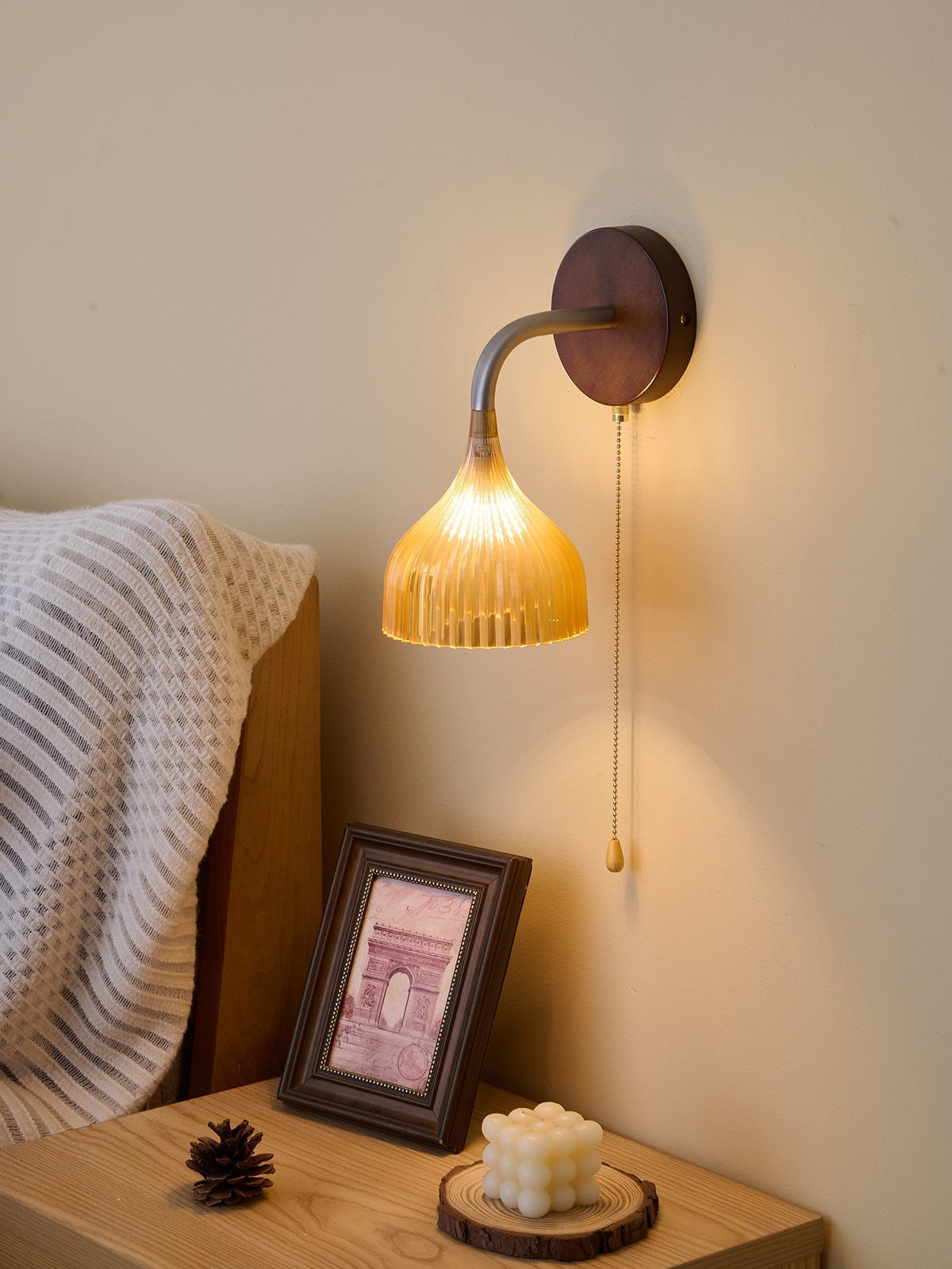 Cimararae Elegance Classic Holz-Wandleuchte