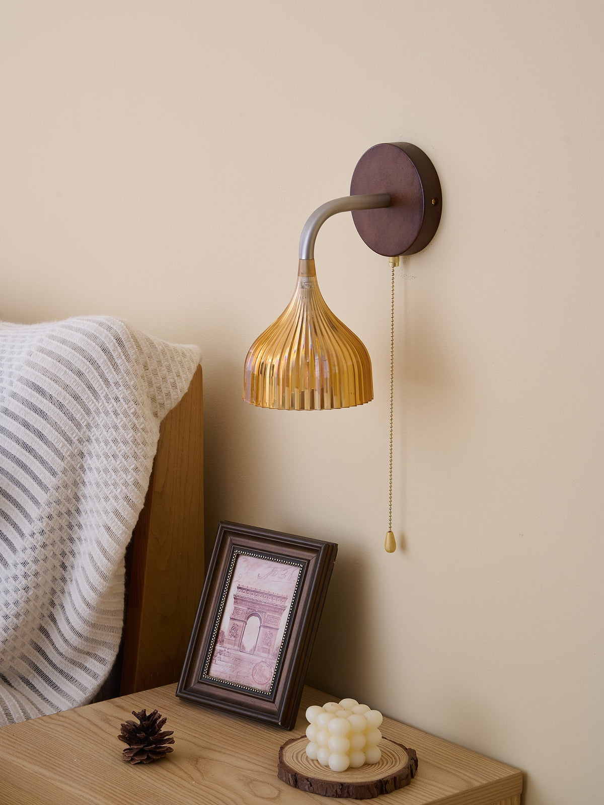 Cimararae Elegance Classic Holz-Wandleuchte
