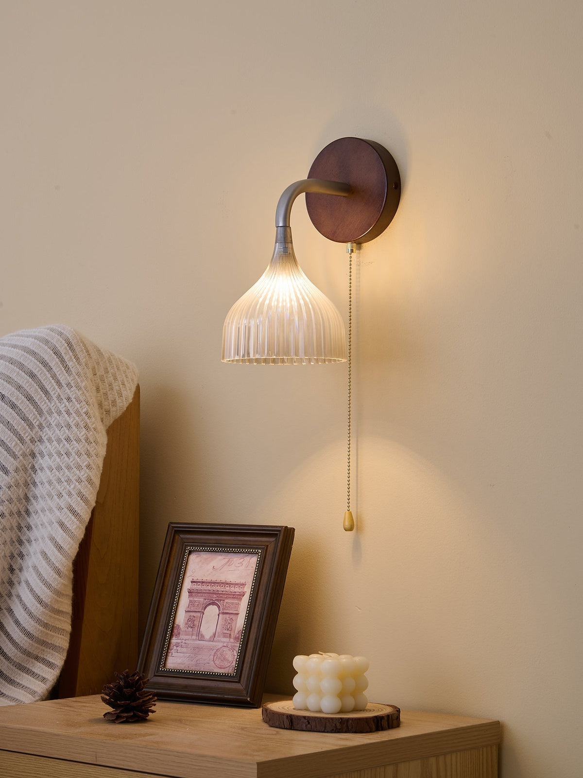 Cimararae Elegance Classic Holz-Wandleuchte