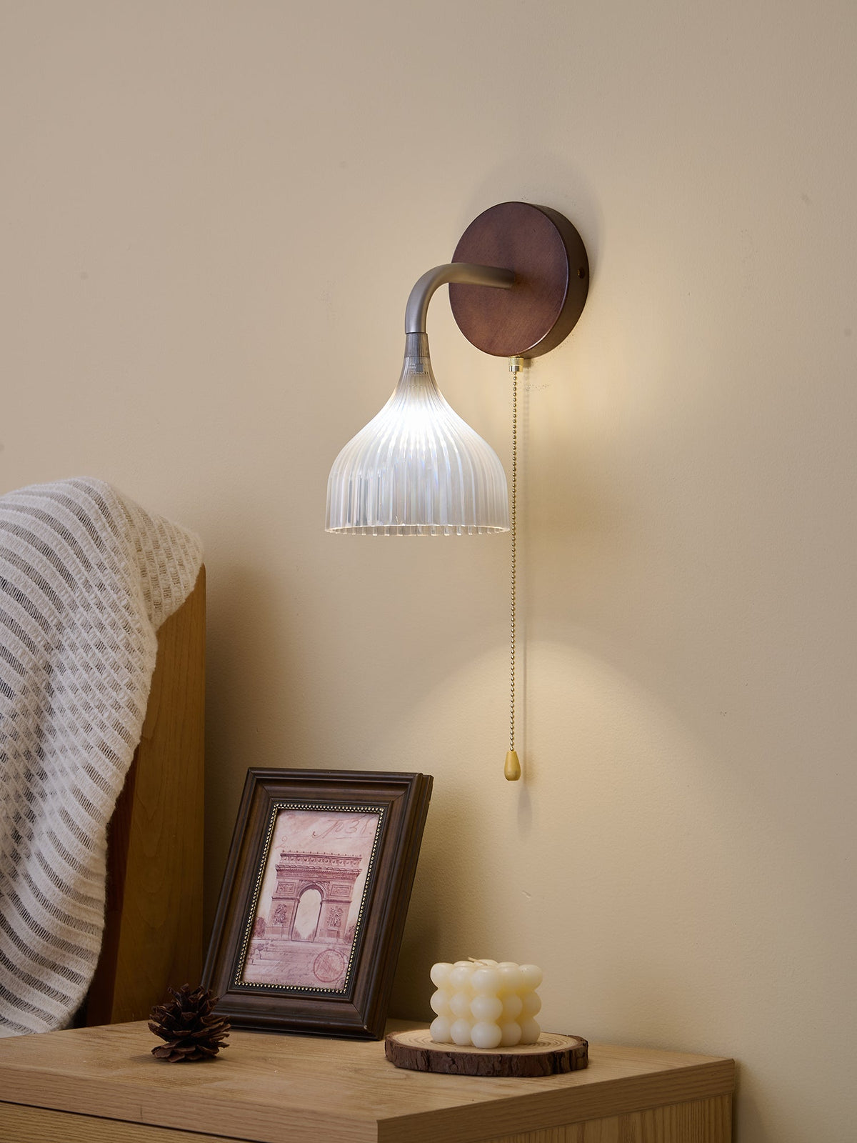 Cimararae Elegance Classic Holz-Wandleuchte