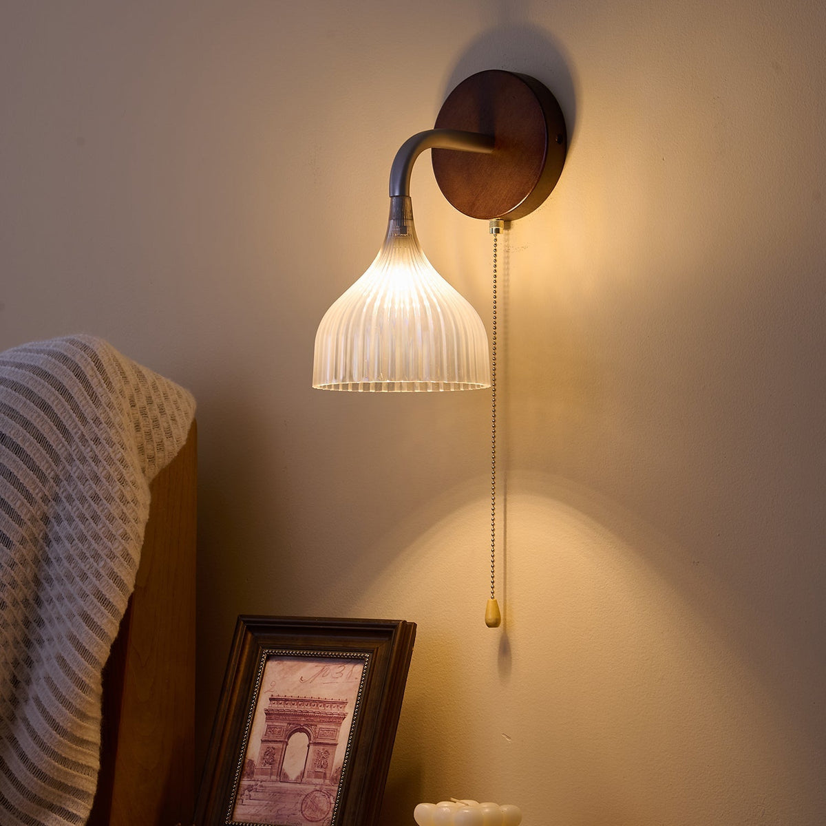 Cimararae Elegance Classic Holz-Wandleuchte