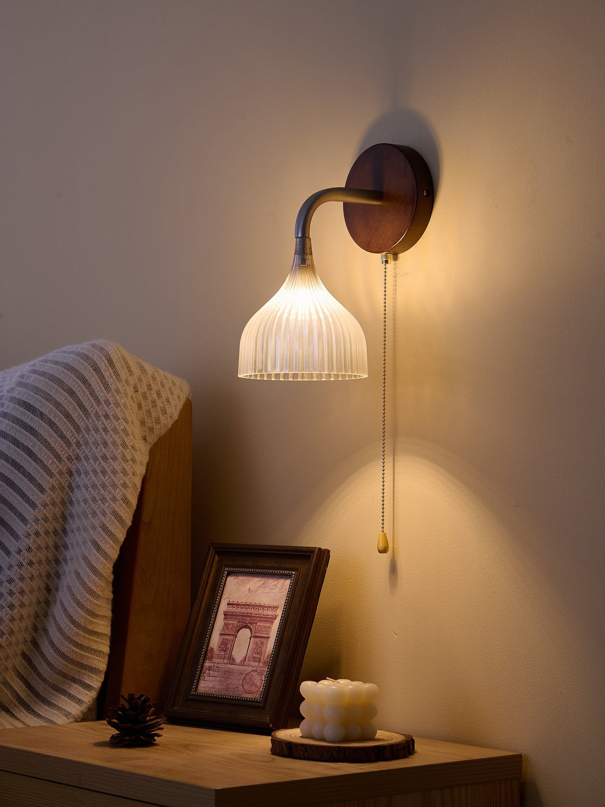 Cimararae Elegance Classic Holz-Wandleuchte