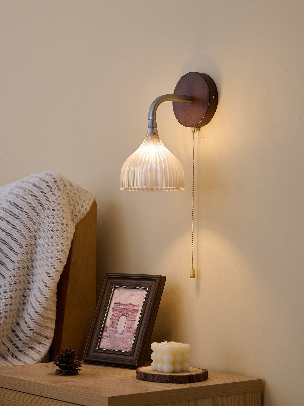 Cimararae Elegance Classic Holz-Wandleuchte