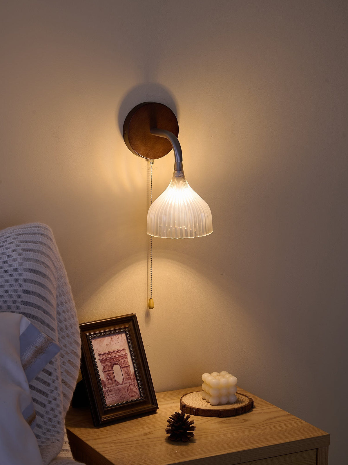 Cimararae Elegance Classic Holz-Wandleuchte