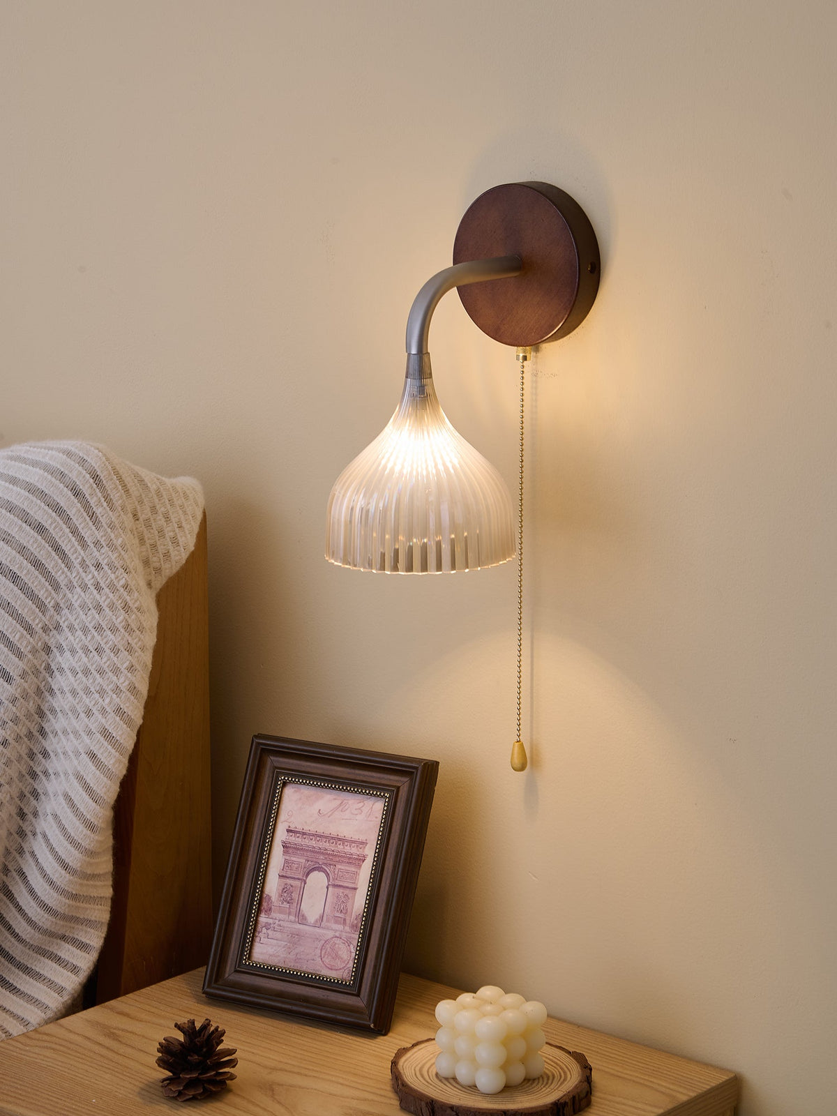 Cimararae Elegance Classic Holz-Wandleuchte