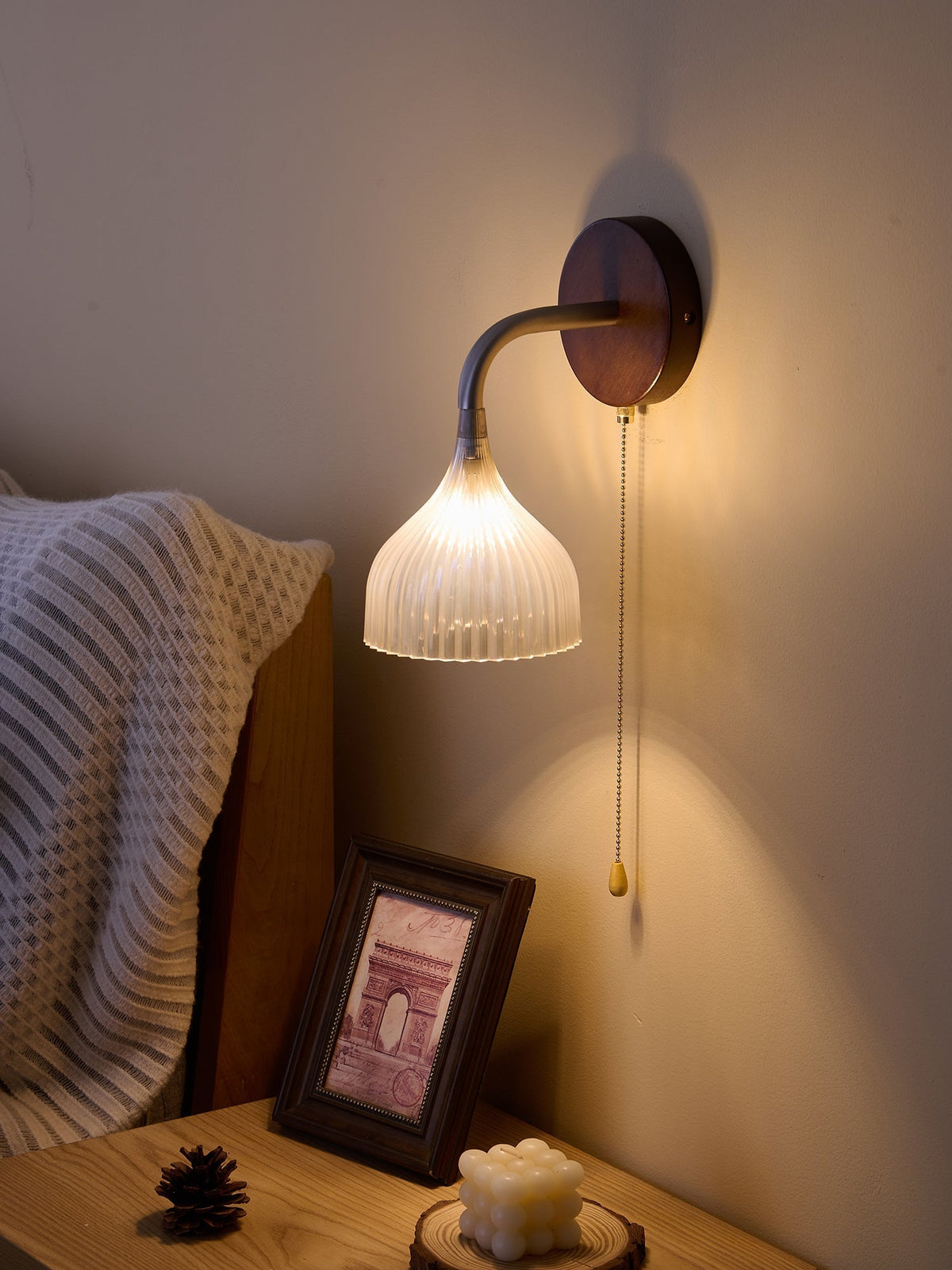 Cimararae Elegance Classic Holz-Wandleuchte