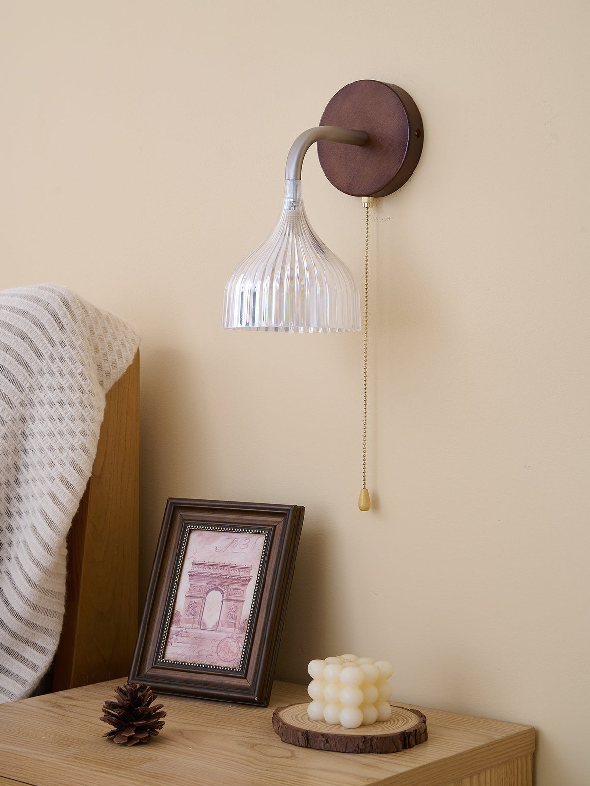 Cimararae Elegance Classic Holz-Wandleuchte