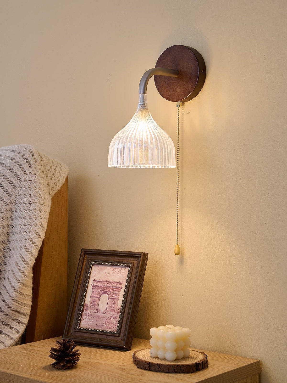Cimararae Elegance Classic Holz-Wandleuchte