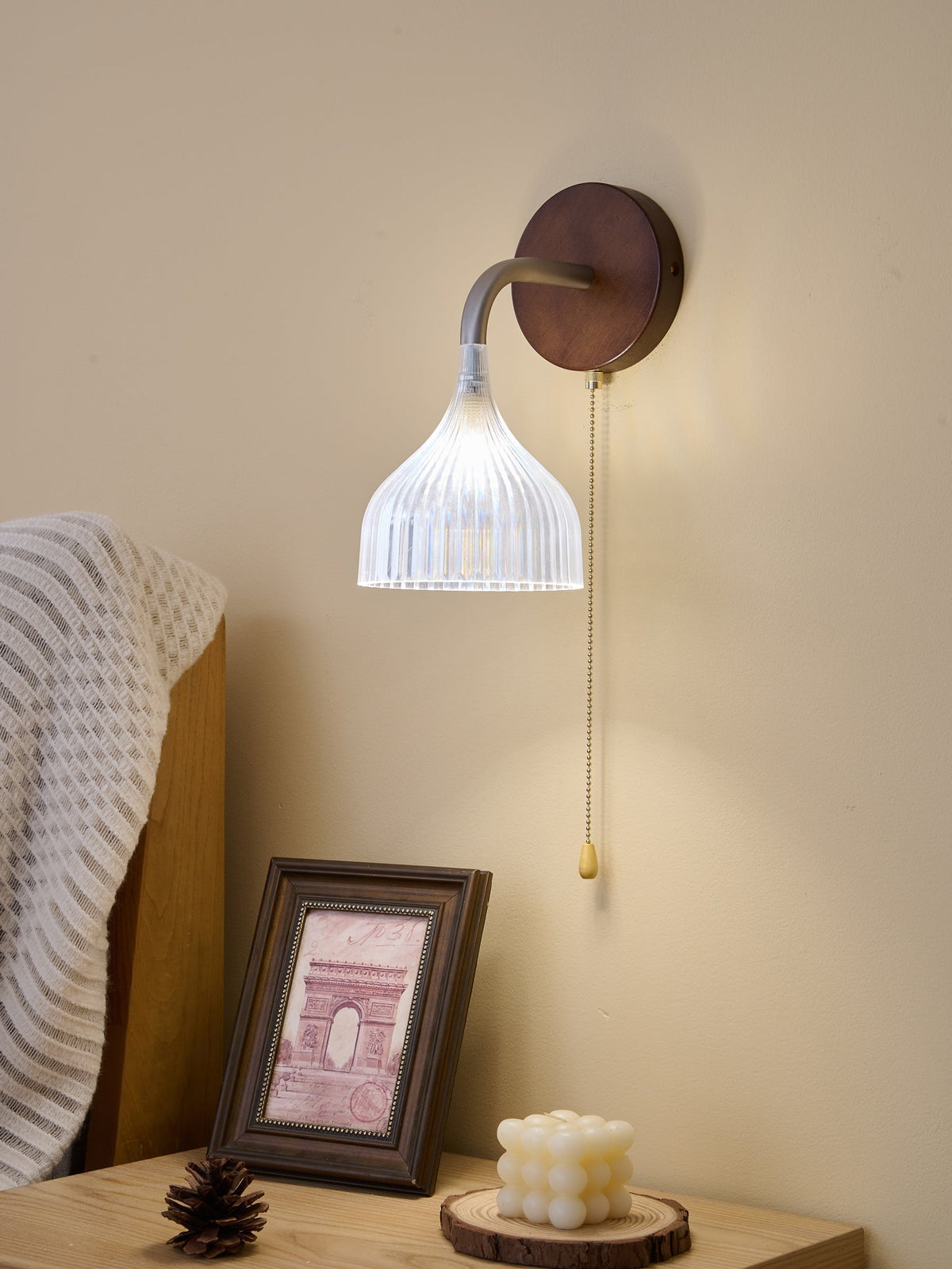 Cimararae Elegance Classic Holz-Wandleuchte