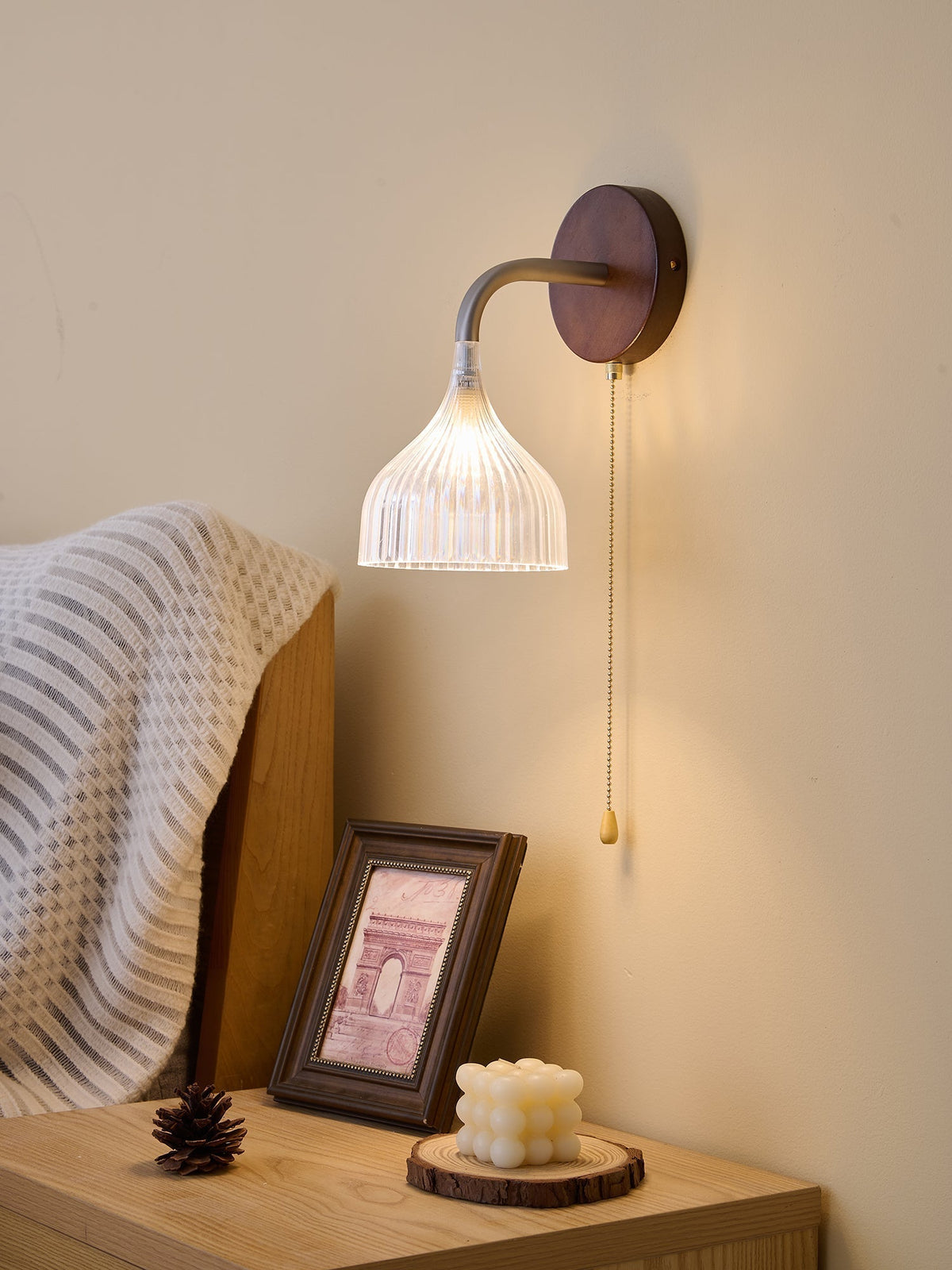 Cimararae Elegance Classic Holz-Wandleuchte