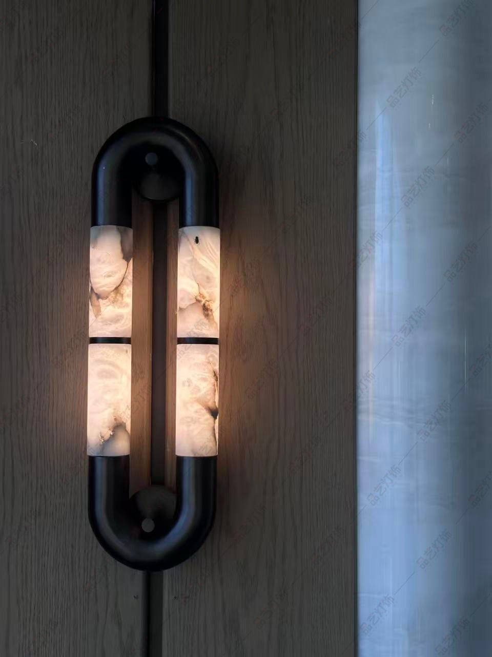 Gloxa Arc Twin Alabaster-Wandleuchte