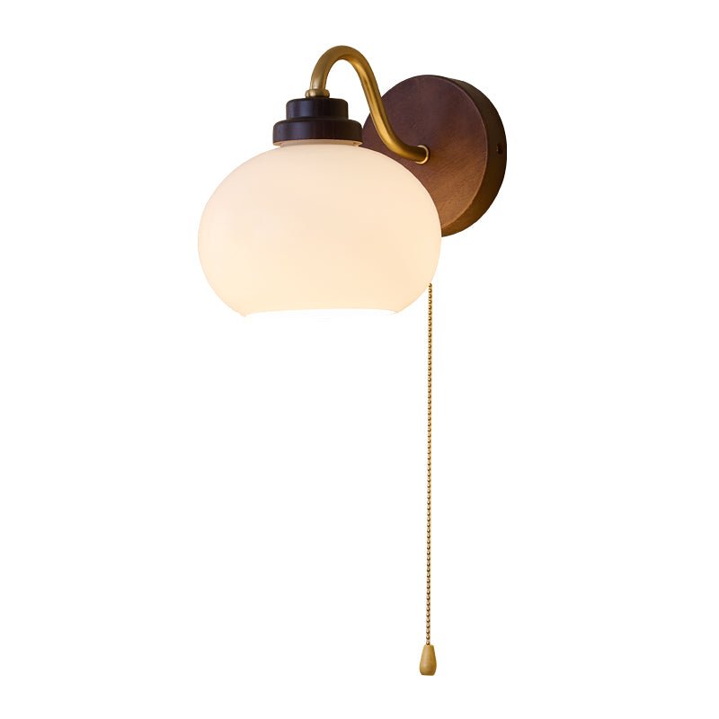 Syleella Premium skandinavische Kunst Wandleuchte aus Glas und Holz