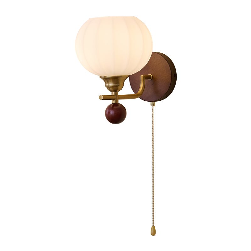 Syleella Premium skandinavische Kunst Wandleuchte aus Glas und Holz