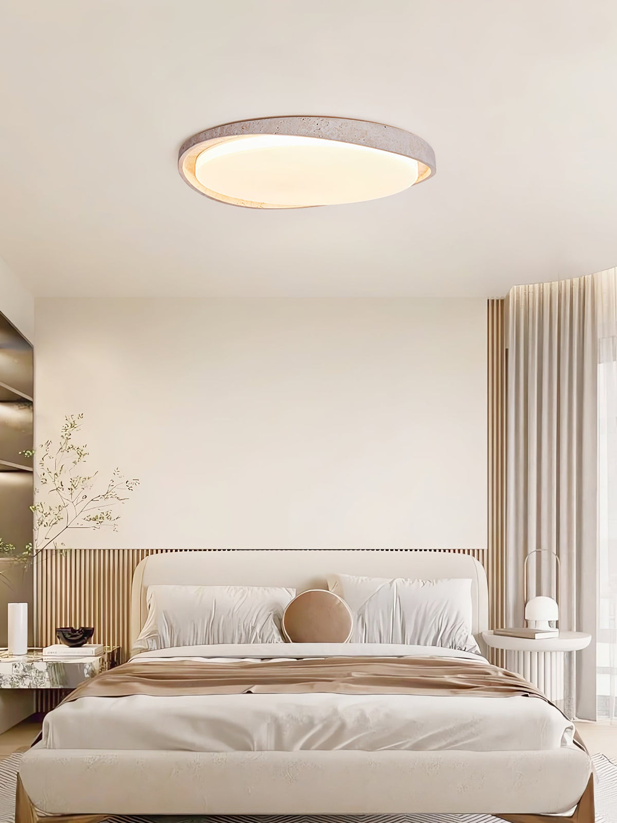 Cyvian Oval Frame Travertine Deckenleuchte