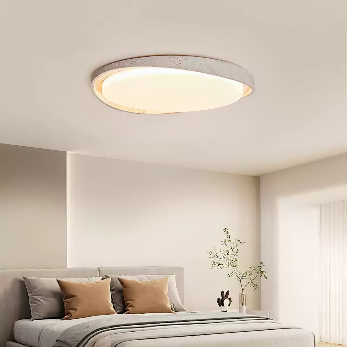 Cyvian Oval Frame Travertine Deckenleuchte