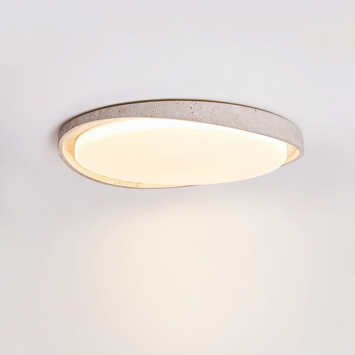 Cyvian Oval Frame Travertine Deckenleuchte