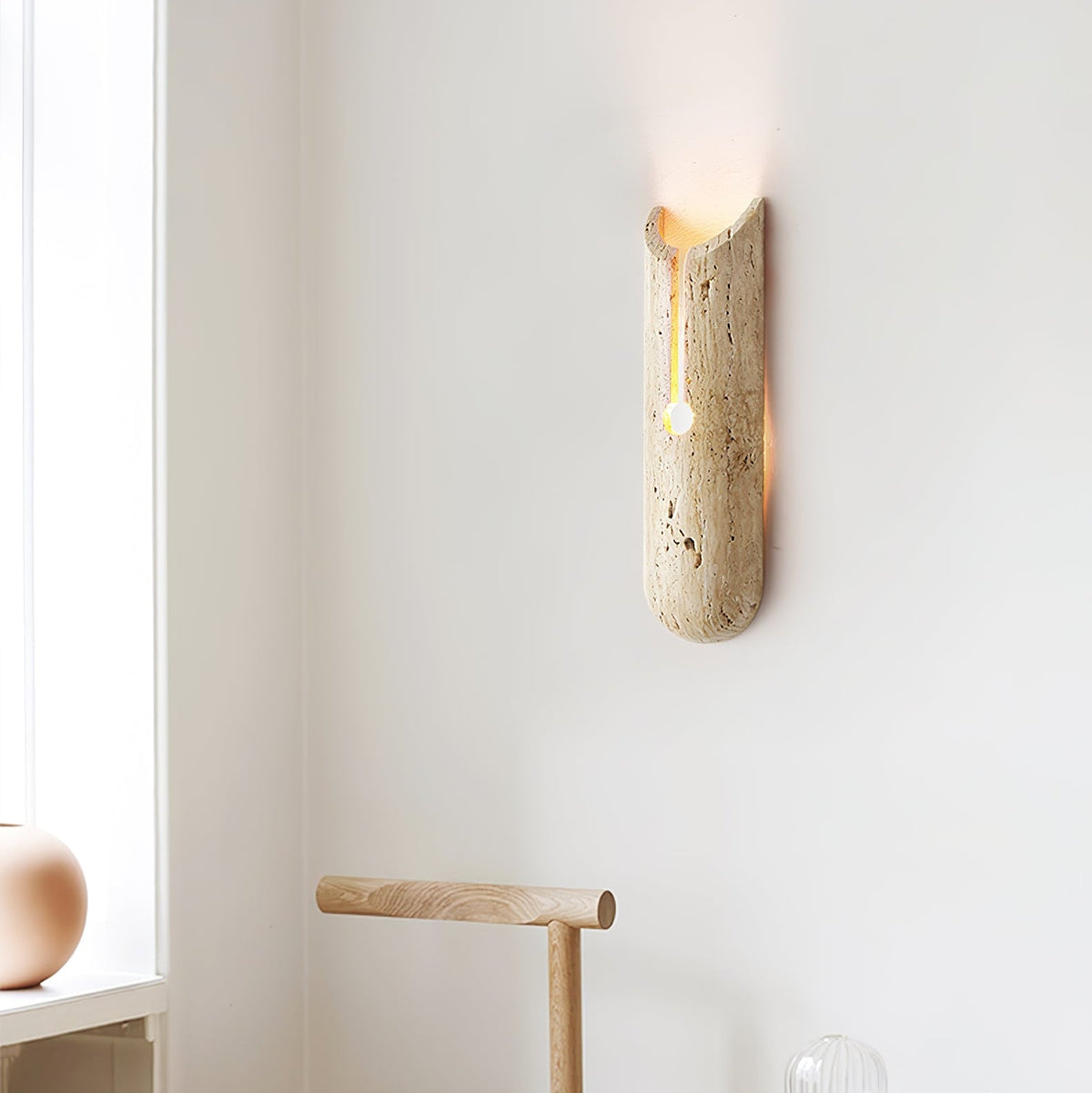 Norerette Rustic Gelber Travertin-Wandleuchte