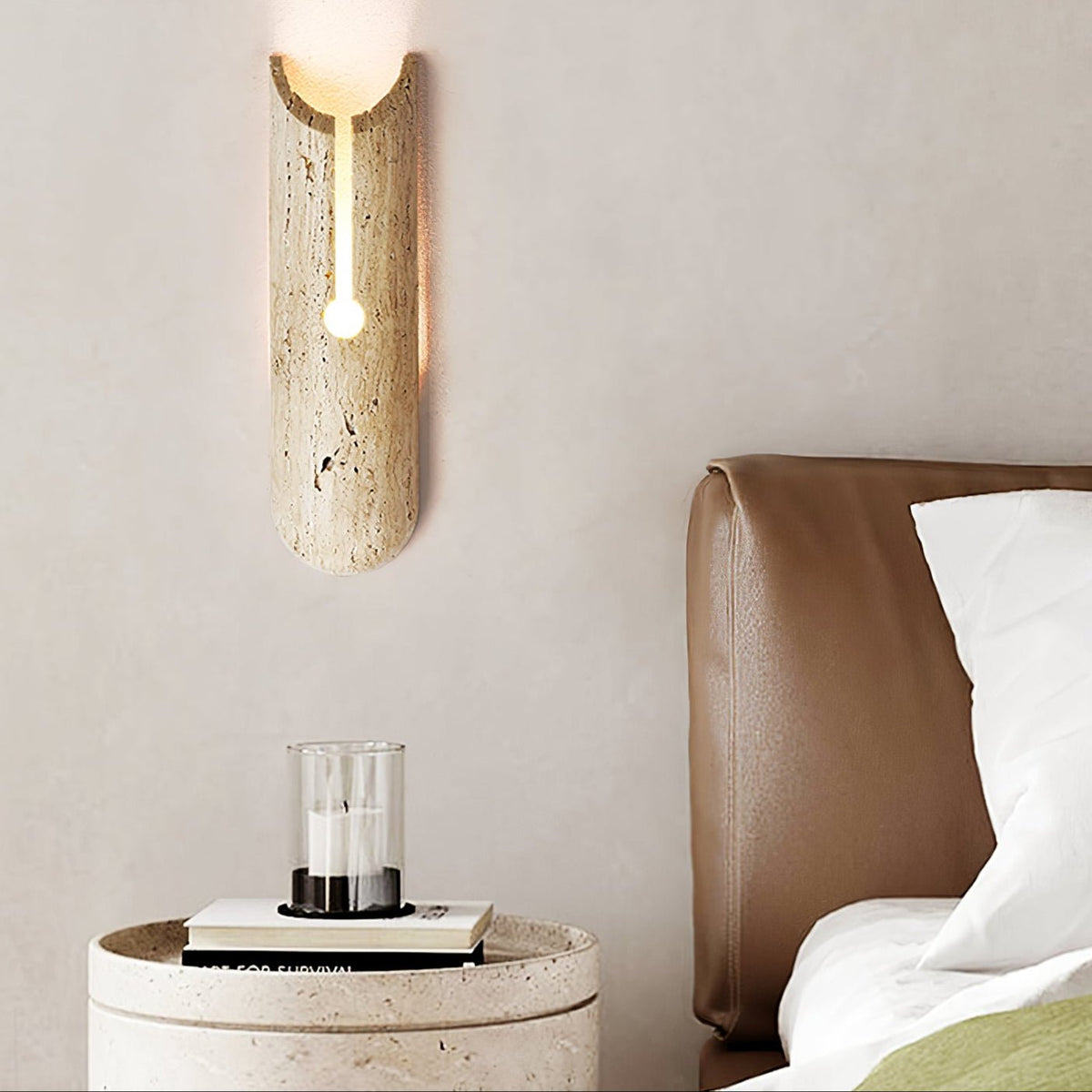 Norerette Rustic Gelber Travertin-Wandleuchte