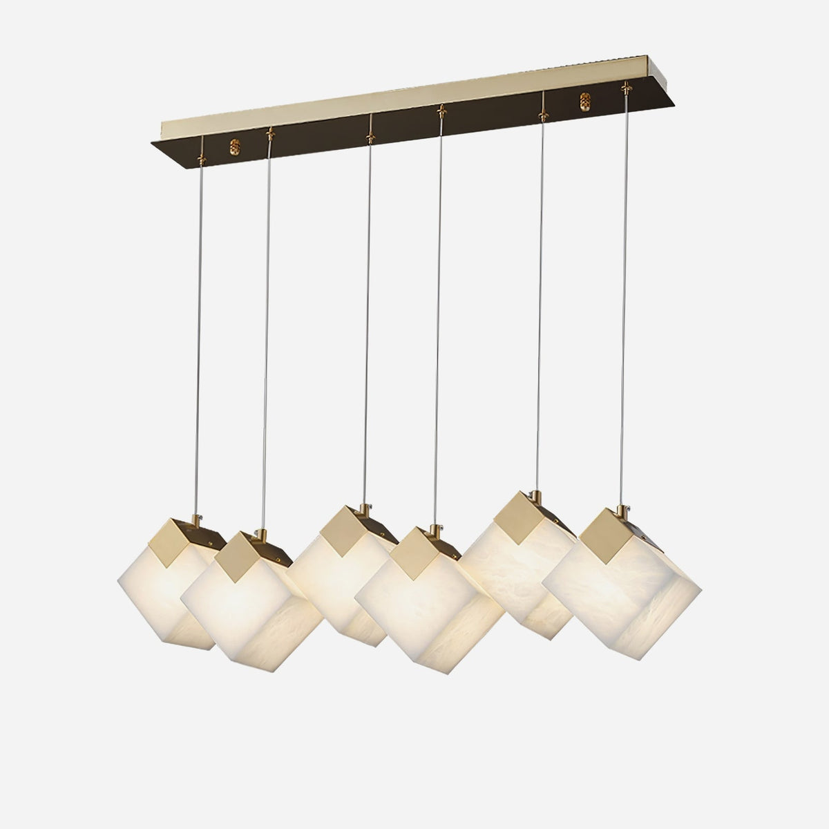 Vevariel lineare Pendelleuchte aus Alabaster in Kieselsteinform