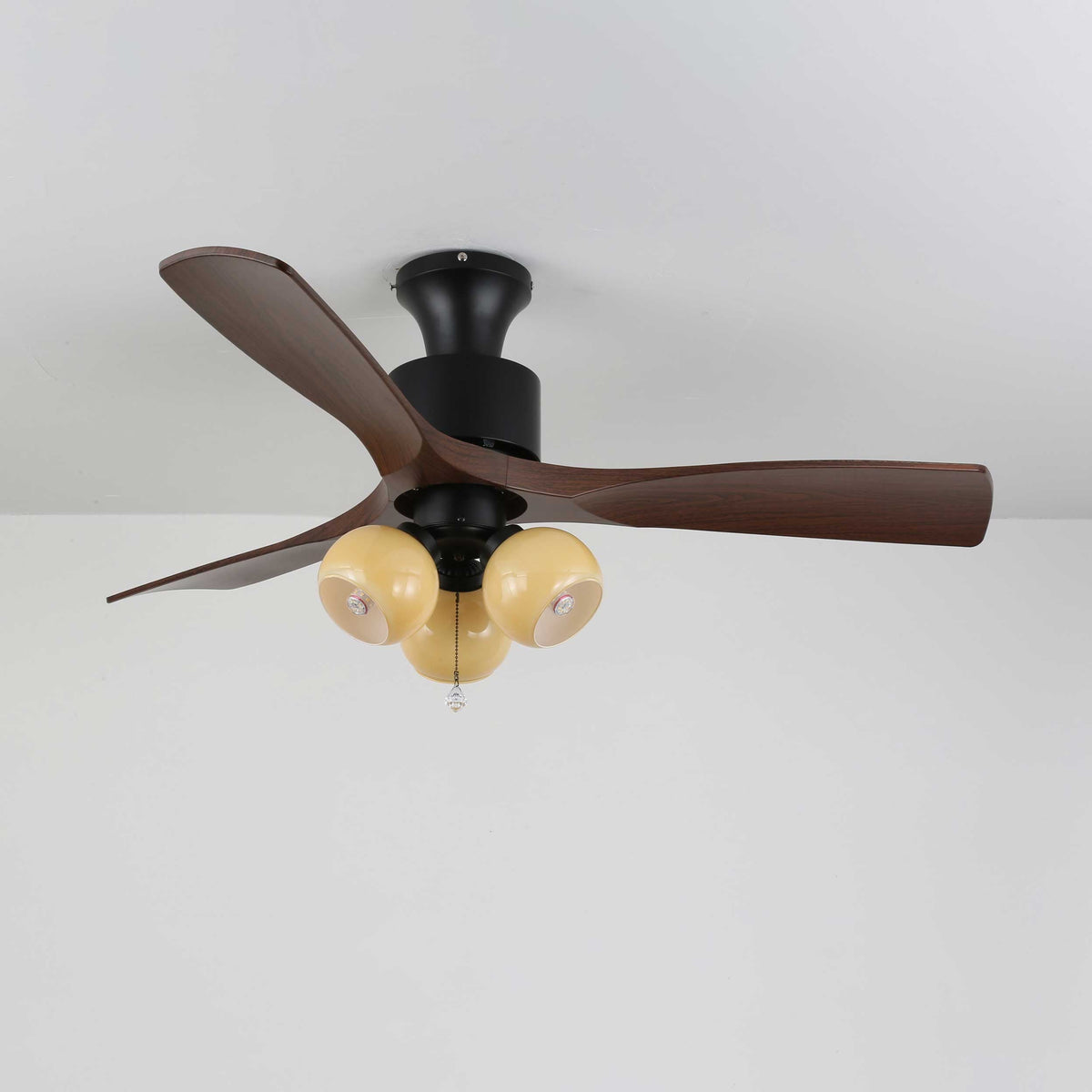 Gwen Vintage Glas-Deckenventilator mit Beleuchtung in Kieselsteinform