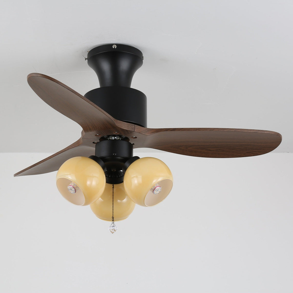 Gwen Vintage Glas-Deckenventilator mit Beleuchtung in Kieselsteinform