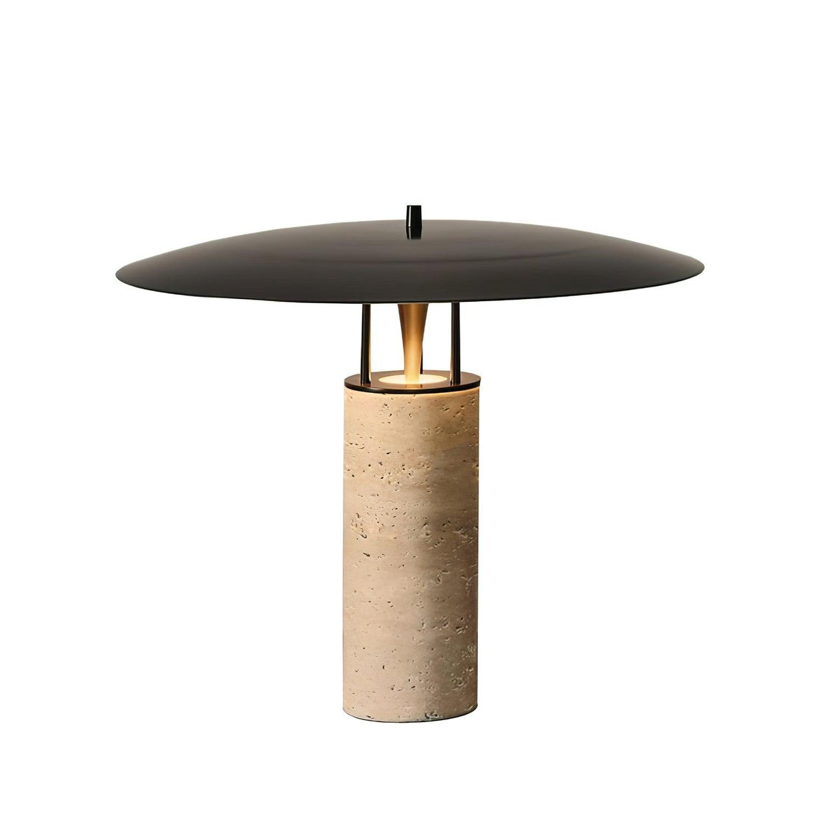 Eara Disc-Pillar Travertine Tischleuchte