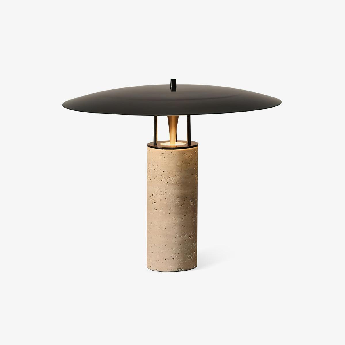 Eara Disc-Pillar Travertine Tischleuchte