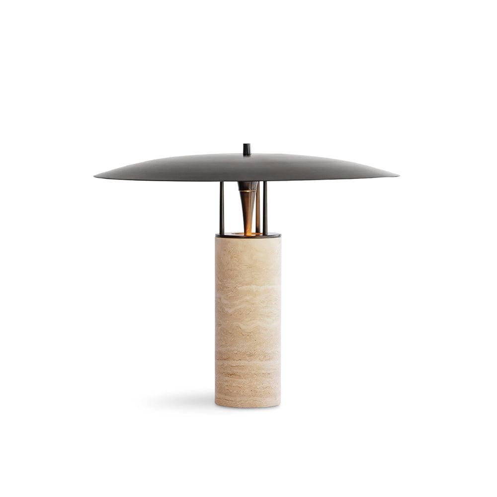 Eara Disc-Pillar Travertine Tischleuchte