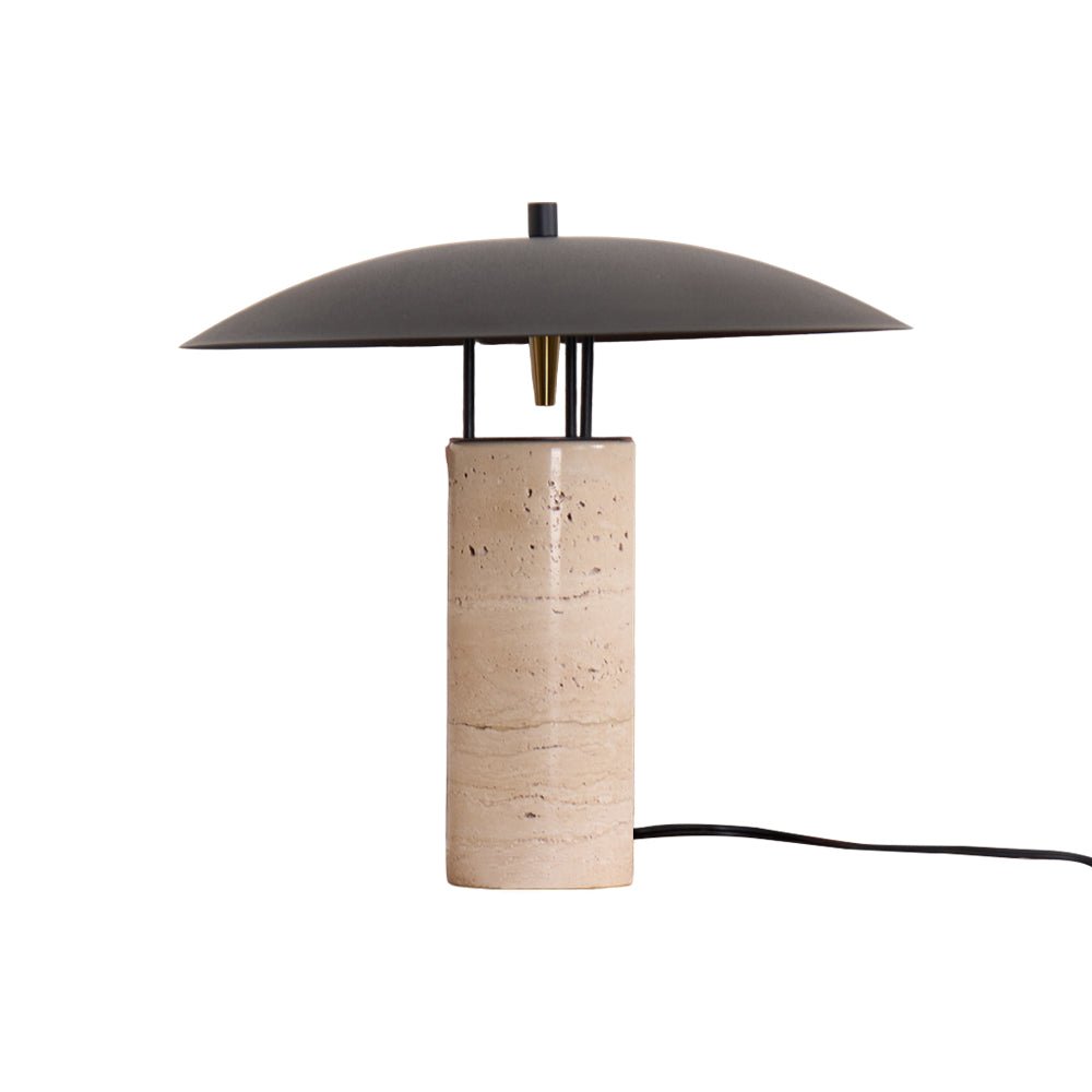 Eara Disc-Pillar Travertine Tischleuchte