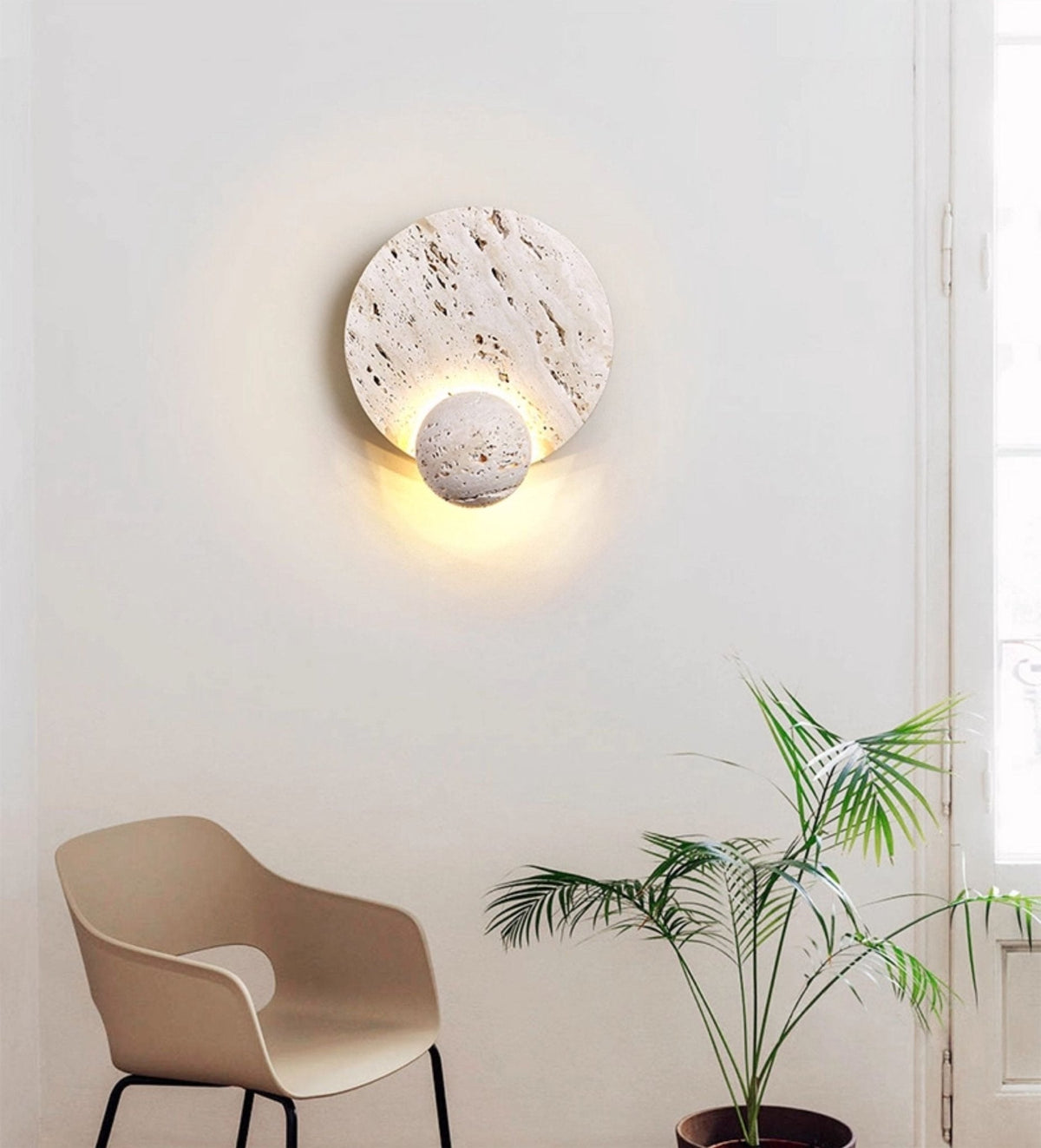 Norivaine Eclipse Travertin-Wandleuchte
